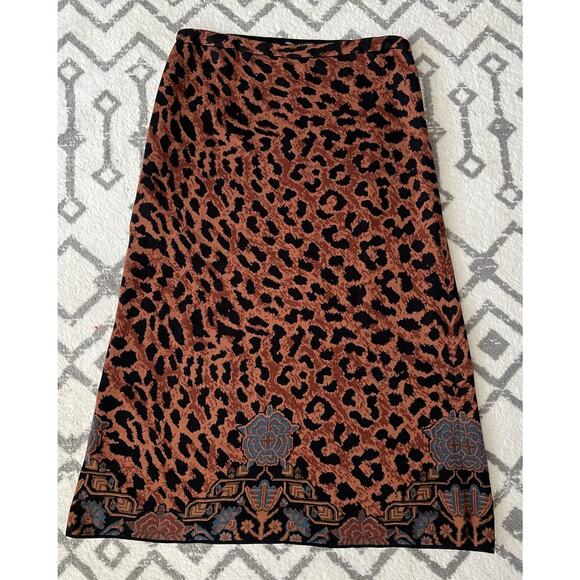 PERUVIAN CONNECTIONS Sophia Leopard Jacquard Knit Pull On A-Line Maxi Skirt - Picture 8 of 13